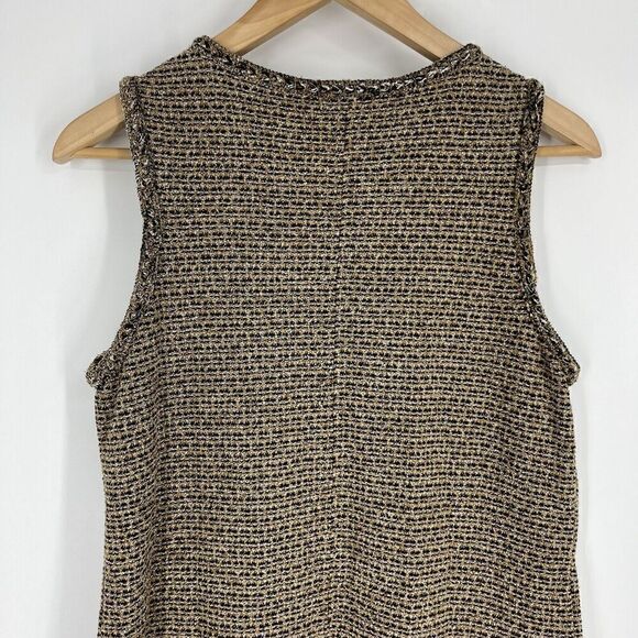 J Jill Dress Size XS Womens Butterscotch Tweed Knit Shift Jumper Pocket Fringe - Picture 7 of 9